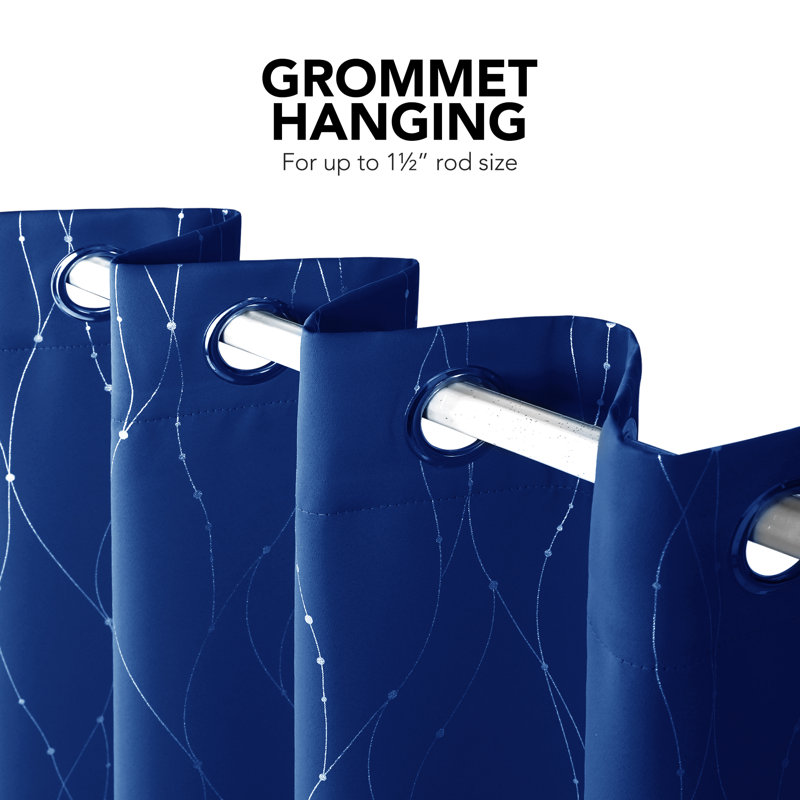 Room Darkening Curtain Pair, 38" W x 90" L, Blue