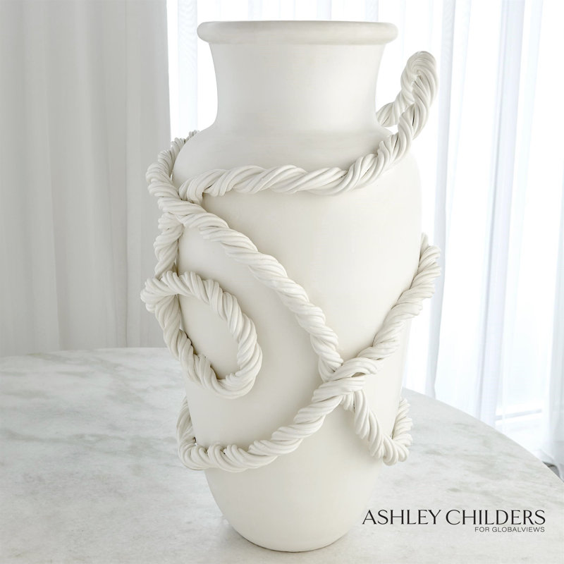 Twisted Amphora Vase-Matte White