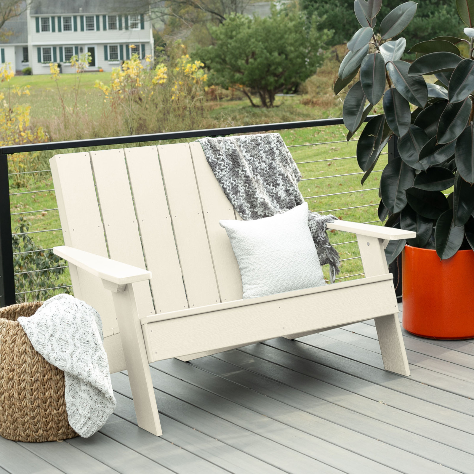 Byrnes 54" Patio Loveseat, Whitewash