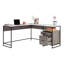 Bureau en L, finition brune
