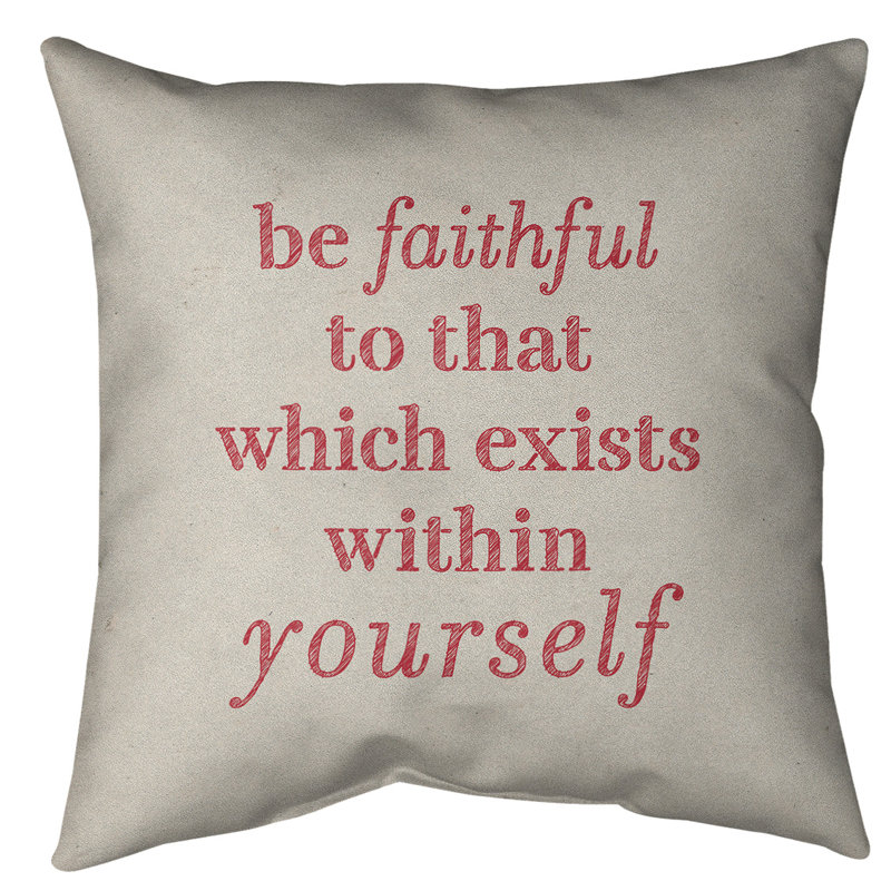 Coussin de sol be loyal to yourself, H 28 po x l 28 po, Blanc/rouge