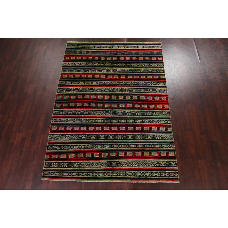Tapis oriental unique Gabbeh Kashkoli noué à la main 6 pi 5 po x 9 pi 7 po