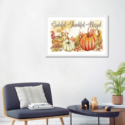 «Watercolor Harvest Pumpkin Grateful Thankful Blessed» par Tre Sorelle Studios - reproduction