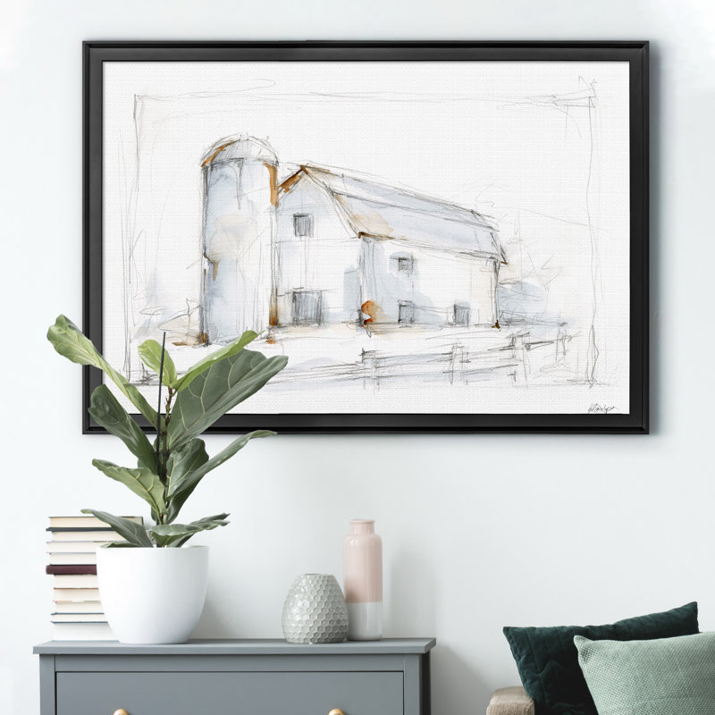 Croquis au crayon Barnyard II - reproduction de cadre photo, H 22,5 po x l 30,5 po x P 1,5 po, Noir