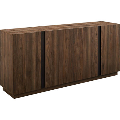 70" Contemporary Minimalist Sideboard Cabinet, Dark Walnut