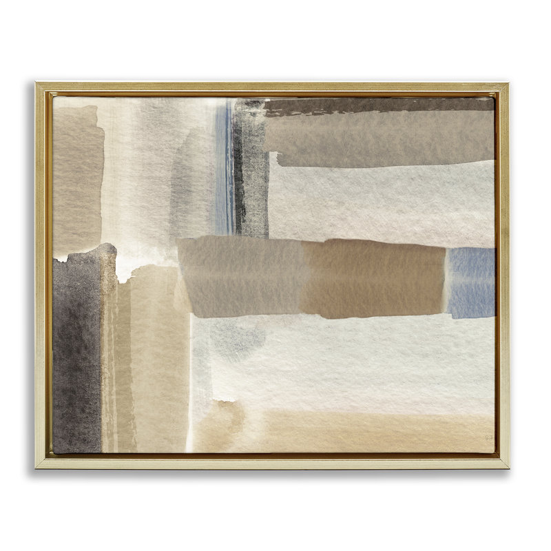 Soft Brushed Neutral Pattern, 25" H x 31" W, Metallic Gold Floater Frame