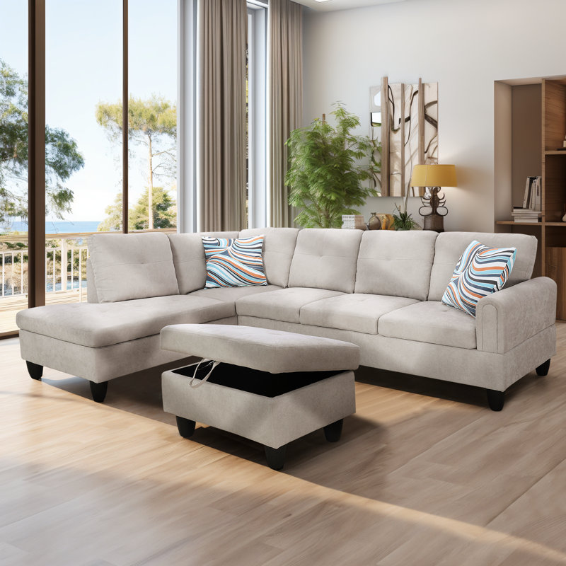 97'' Velvet Modular Settees, Gray White Velvet