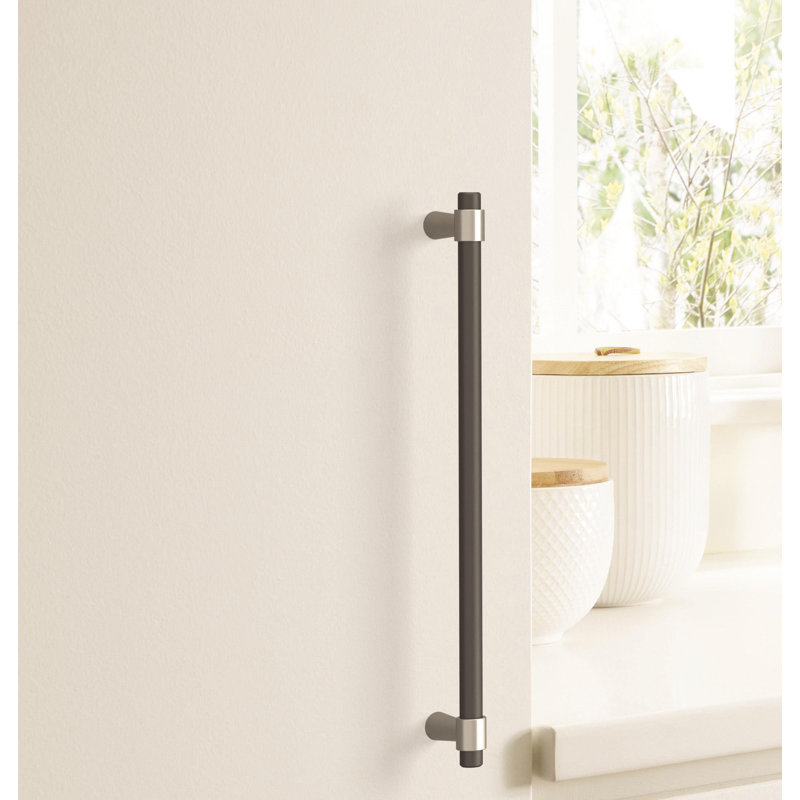 Mergence bar handle, Noir mat / nickel satiné, 3 3/4 po D'un centre à l'autre