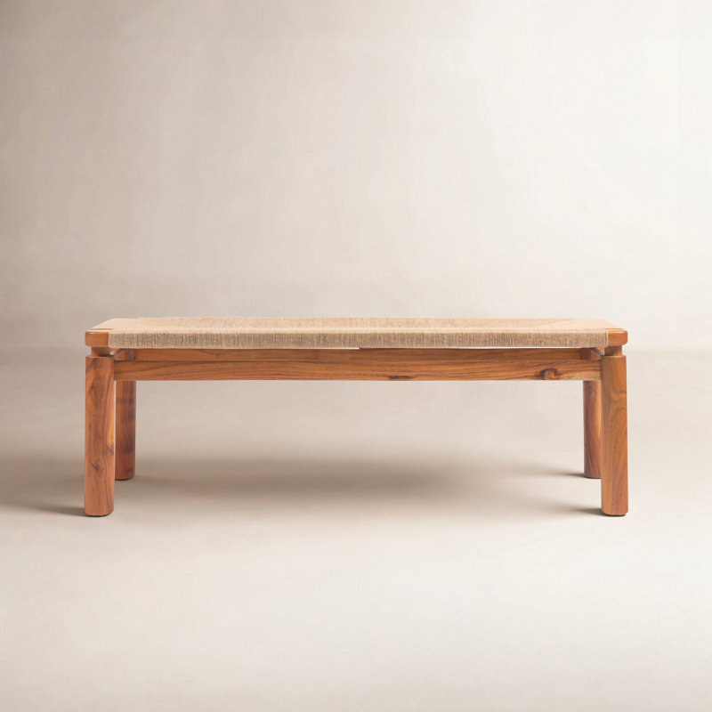 Acacia Wood and Jute Bench, Natural