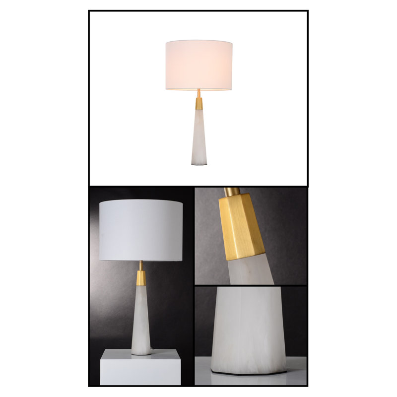 Tenedos Gold/White Table Lamp, 27.56" H x 14.96" W x 14.96 D