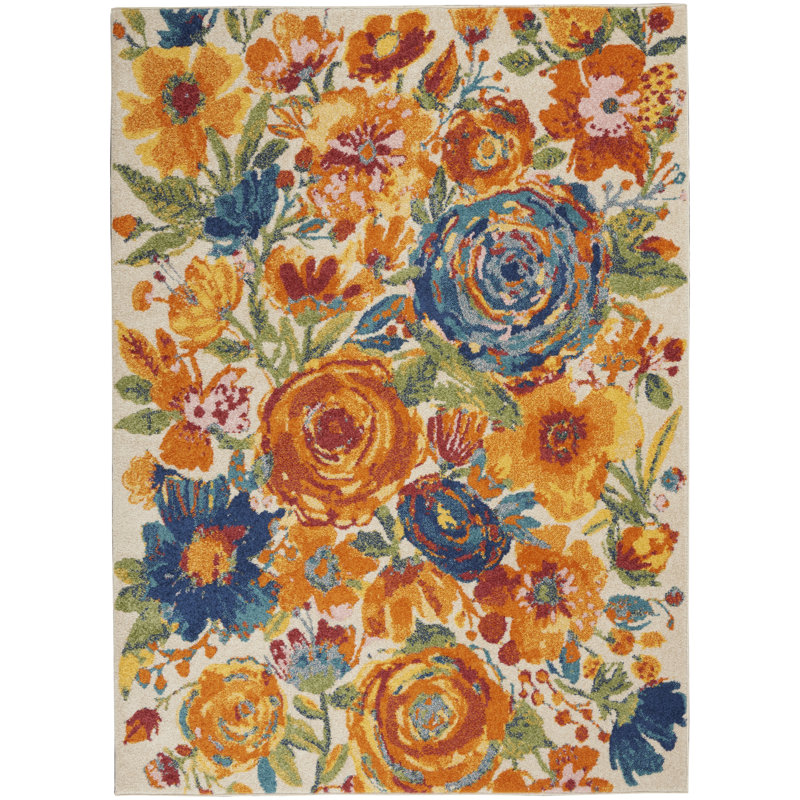 DH-ALR07 Floral Indoor Rug, Rectangle 5'3" x 7'3"