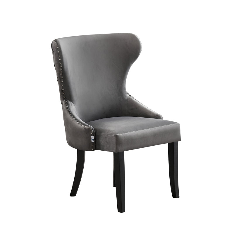 Devries Dining Set | a Dining Table & 6 Person Upholstered Dining Chairs, White, Grey, Dark Grey