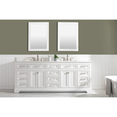 Zoila 84'' Double Bathroom Vanity with Quartz Top