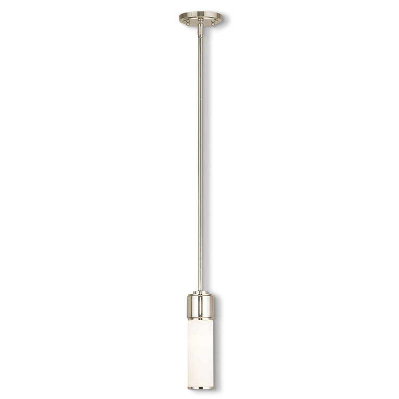 Luminaire suspendu à cylindre simple 1 lumières Allegra, Nickel poli
