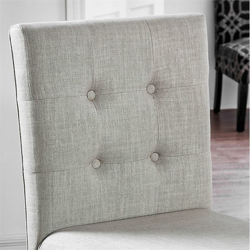 De 2 chaises de salle à manger à dossier, blanc antique, bois massif, siège rembourré rembourré, chaises à hauteur de comptoir de conception moderne (2 pièces), style classique blanc