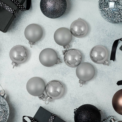 Ornements de Noël en forme de boule de verre brillant et mat 10 carats de 1,75 po (45 mm)
