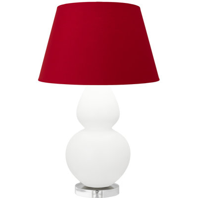 Matte Small Double Gourd Accent Lamp - Matte Ash, Lucite - Ink Black with Rose Red Lining Shade