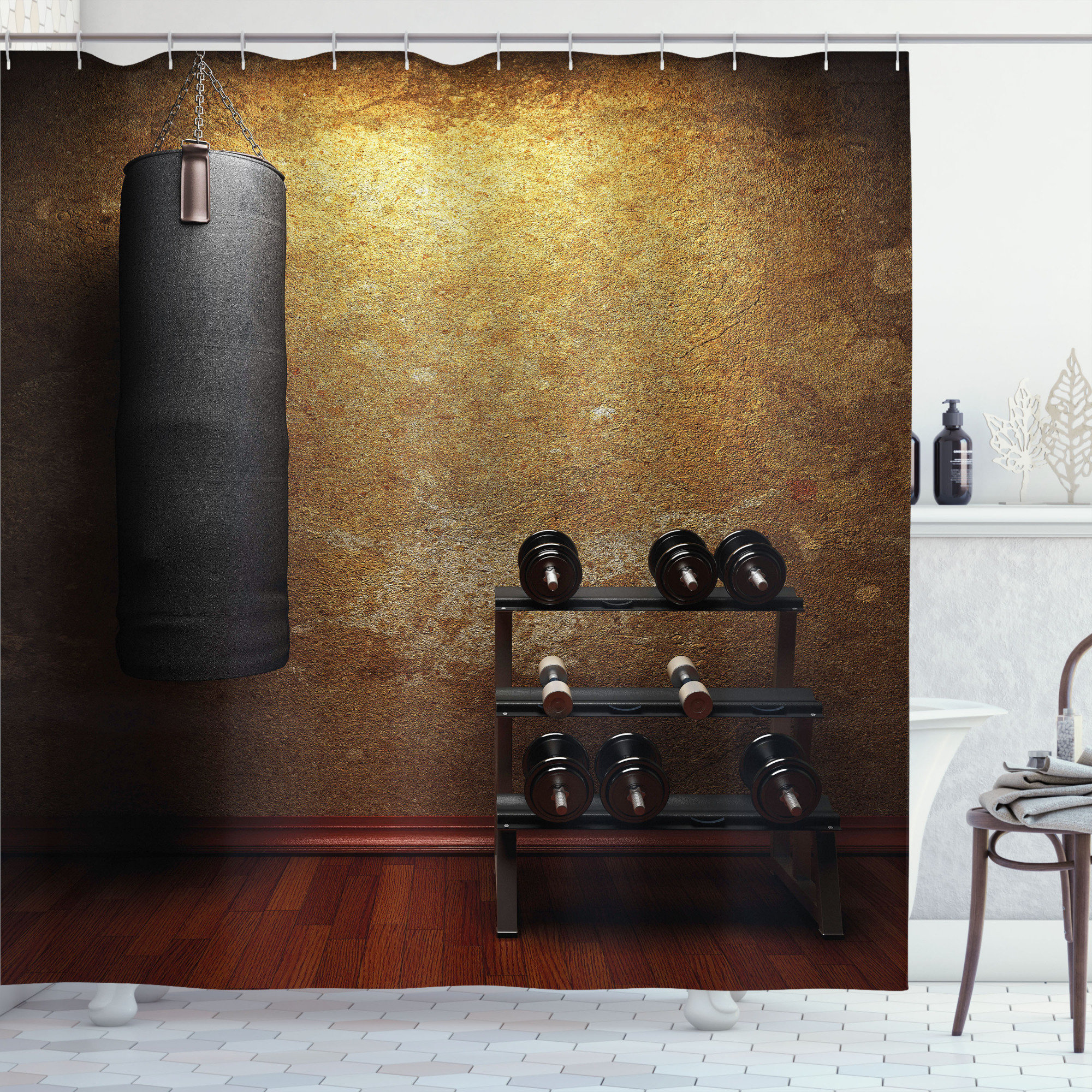 Ambesonne Fitness Shower Curtain Set + Hooks | Wayfair