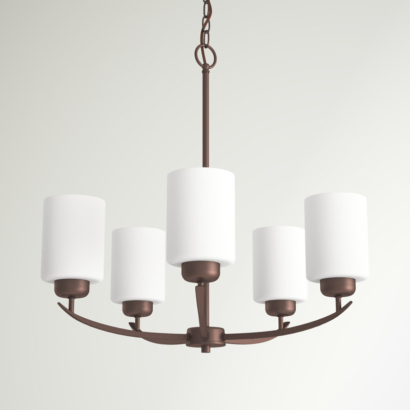 Lustre classique à 5 lumières avec abat-jour Bryker Woods, Bronze