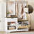 Hall Tree With Bench And Shoe Storage, 6-In-1 Entryway Organizer, 43.3" X 15.75" X 70.87", MDF Wood, Embossed White/Black Wood Grain Finish-1604472423