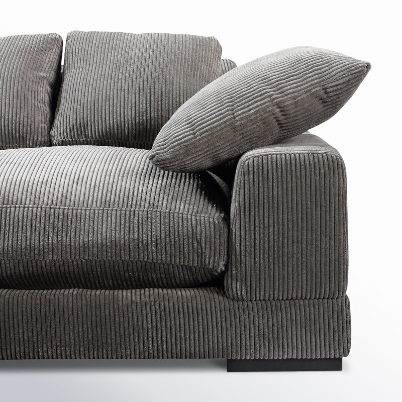 Grand canapé modulaire Lonsdale, Velours côtelé gris