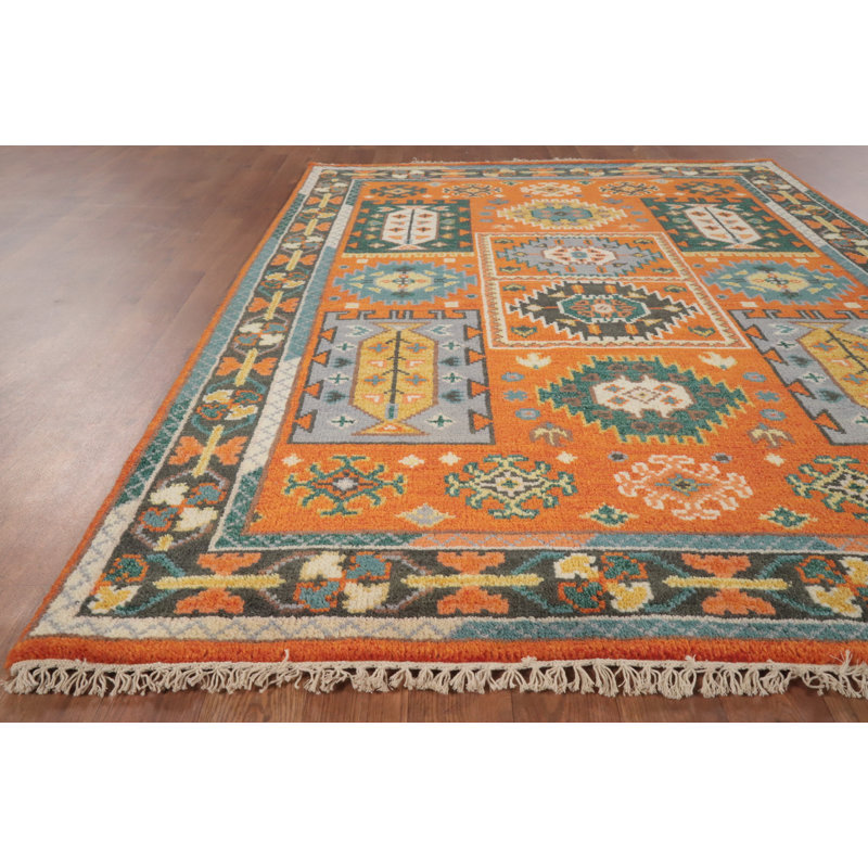 Tapis indien géométrique Kazak 4 x 6