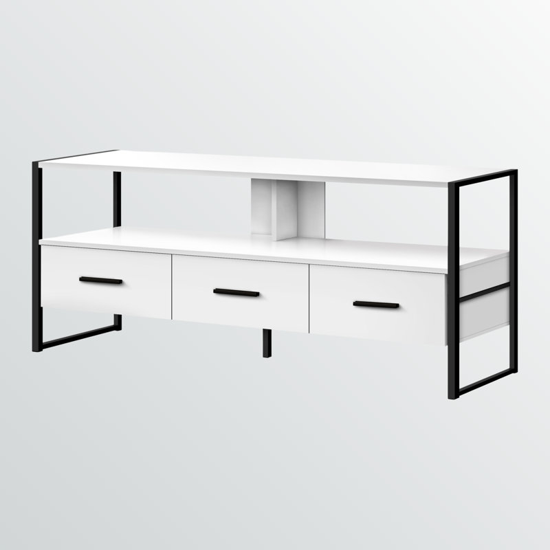 Meuble télé Ellie de 48 po avec finition blanche moderne, l 49,07 po x P 15,53 po x H 19,83 po