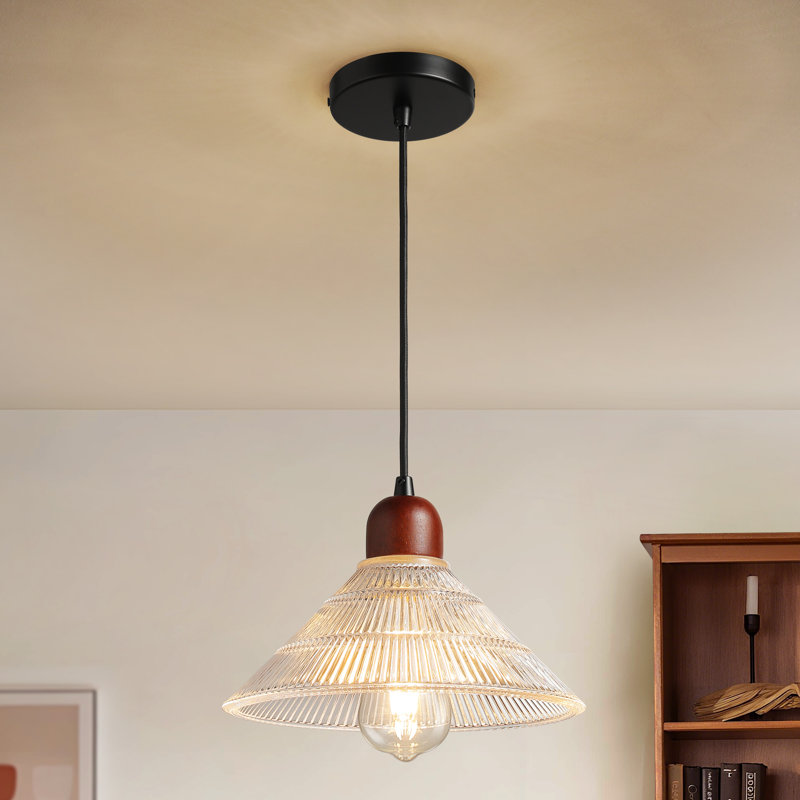 1- Luminaire suspendu simple avec verre transparent