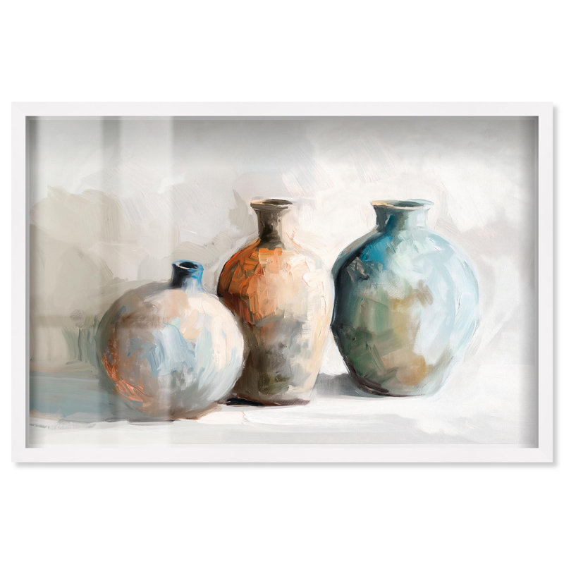 «Sandswept Urns Farmhouse Art» par Art Remedy, H 11 po x l 16 po, Blanc
