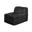Ensemble de salon modulaire 7 pièces en L, couleur noire, garni de fausse fourrure et de mousse haute densité compressée, avec fauteuils sans accoudoirs et poufs.-225879335