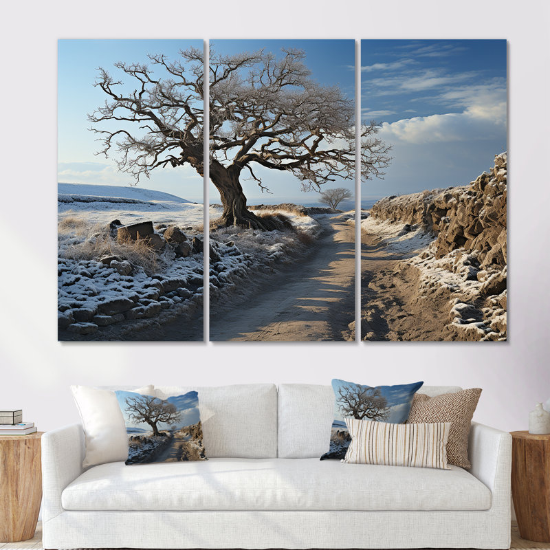 Paysage d'hiver de campagne - ensemble d'art mural sur toile campagne, Toile tendue, H 40 po x l 60 po x P 1 po