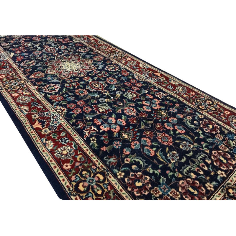 Hand-Knotted High-Quality Navy Runner
