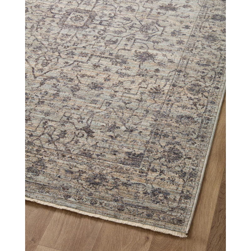Tapis oriental en polyester tissé à la machine Sorrento, Rond 9 pi 6 po