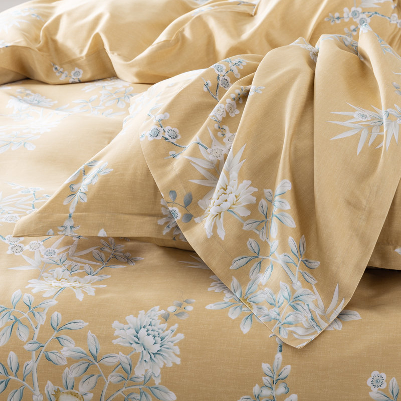 Floral Modern & Contemporary Sateen Floral Duvet Cover, Queen Duvet Cover + 2 Queen Shams