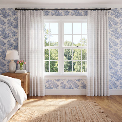 Ellora Embroidered Cotton Curtain in White
