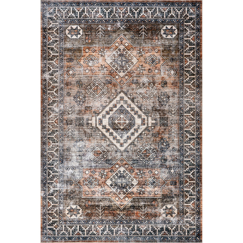 Franciskus SplashGuard Geometric Machine Washable Area Rug, Runner 2'6" x 12'