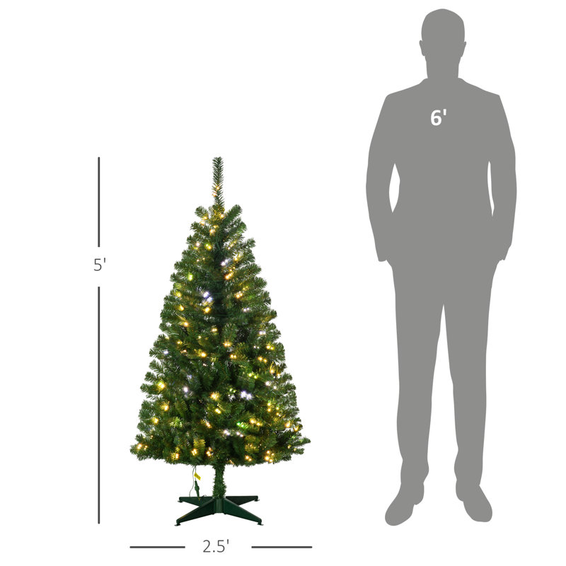 Arbre de Noël artificiel haute 5 pi HOMcom avec 365 branches, H 5 pi