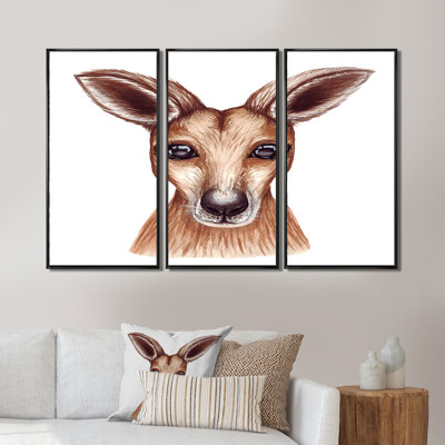 Portrait of a Kangeroo - 3 pièces, reproduction sur toile