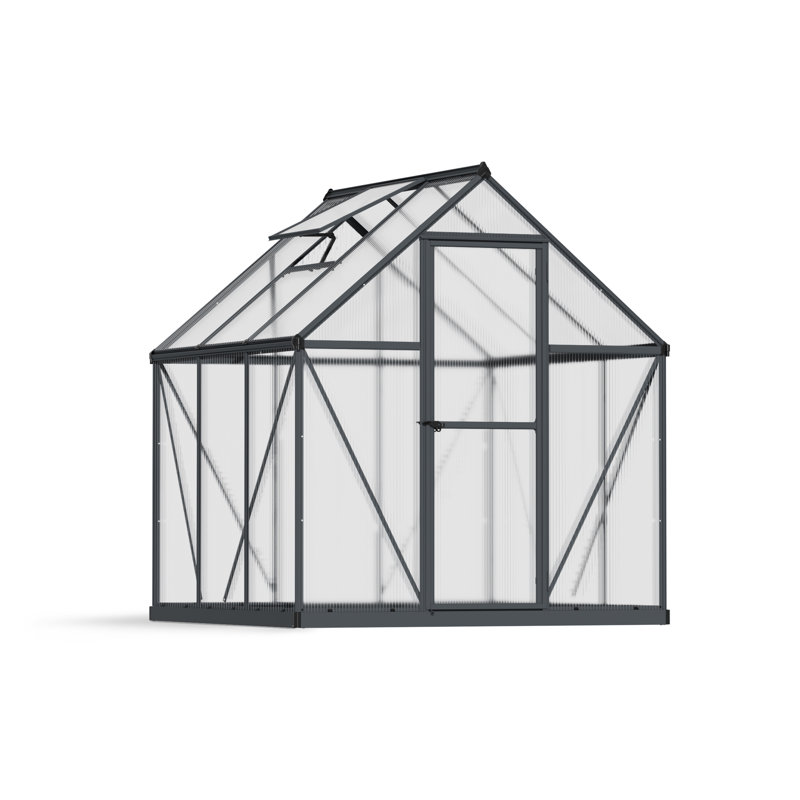 Palram - Canopia Mythos Walk-In Hobby Twin Wall Polycarbonate Aluminum Frame Greenhouse Kit with Roof Vent, Gray