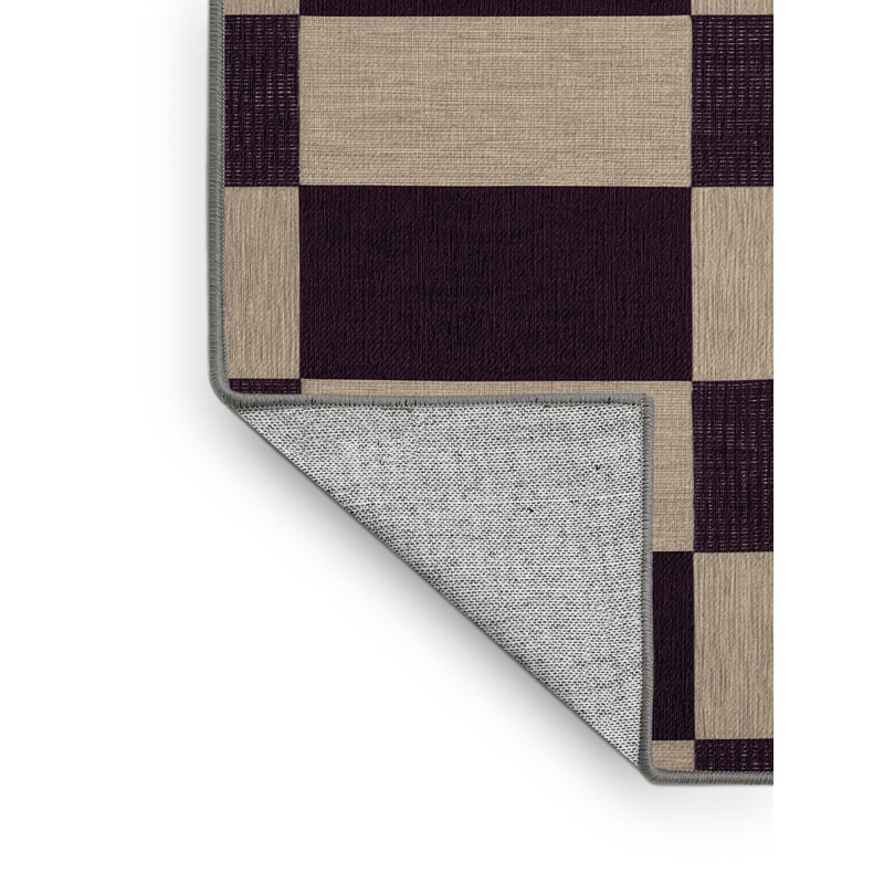 Machine Washable Checkered Gray Area Rug, Square 5'
