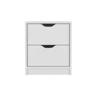 Basilea 2 Drawers Nightstand , End Table, Side Table Pull Out System -White