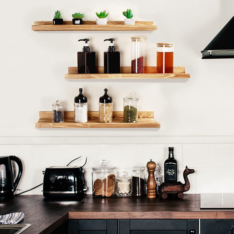 3 Piece Solid Wood Floating Shelf