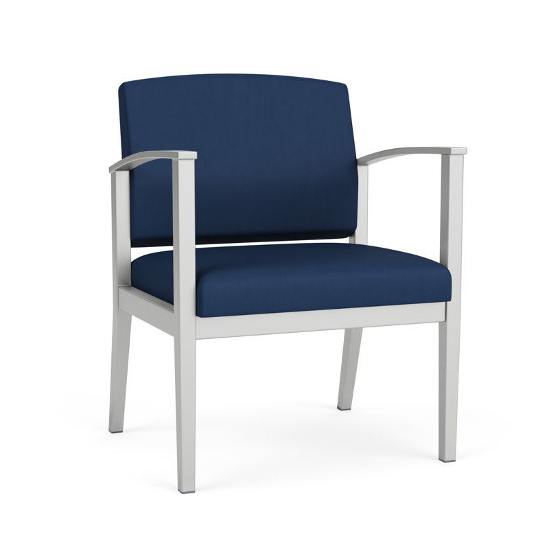 Chaise d'invité en acier Amherst, Vinyle bleu Patriot Plus Imperial, Argent