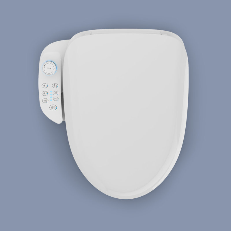 Siège de toilette allongé intelligent avec siège chauffant, fermeture silencieuse, lavage chaud, veilleuse