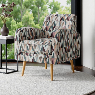 Chaise d'appoint compacte à motifs avec pieds en bois massif - Solution élégante pour petits espaces