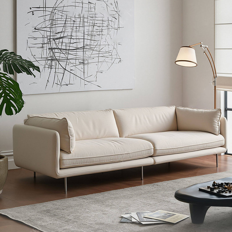 Canapé modulaire blanc en similicuir, H 31,5 po x l 94,49 po x P 38,58 po