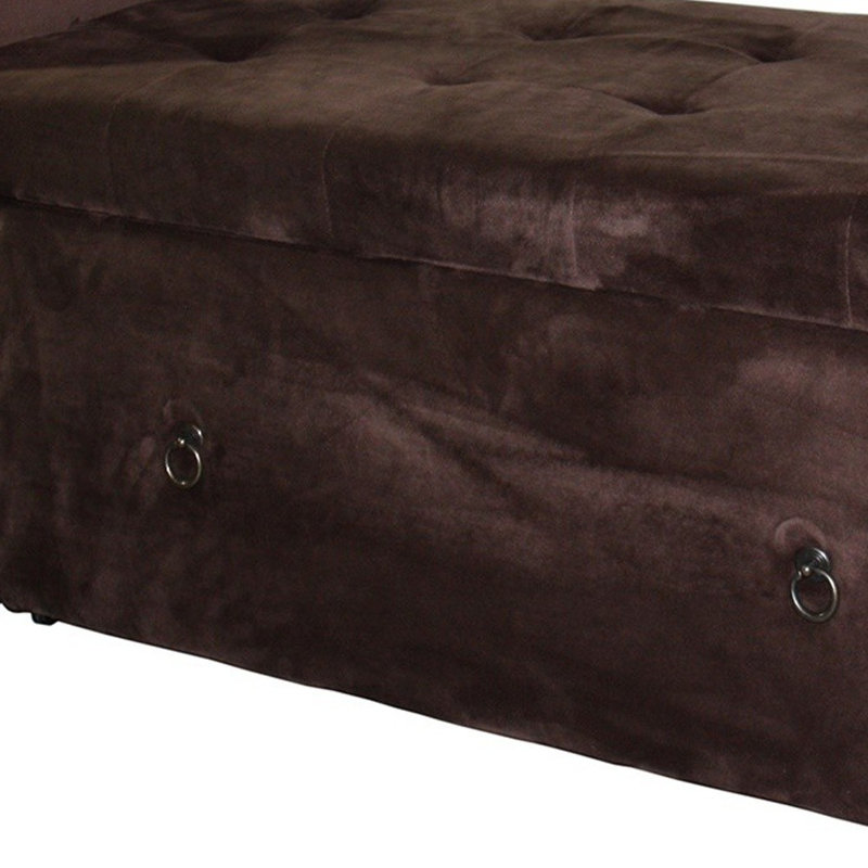 Fabric Upholstered Storage Bench, Brown Polyester Blend