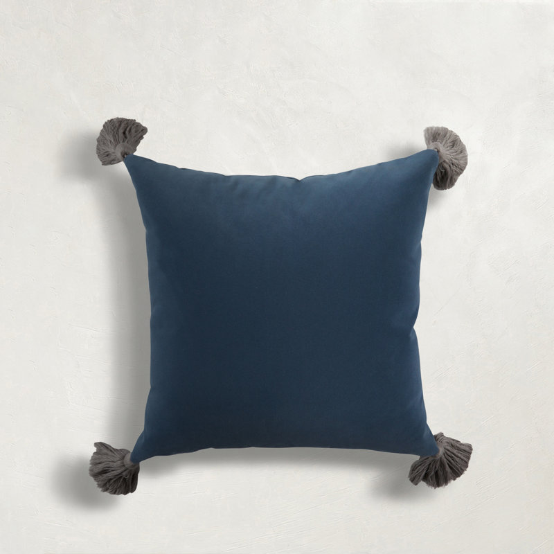 Coussin décoratif velours Chambray, Carré 20 po, Bleu