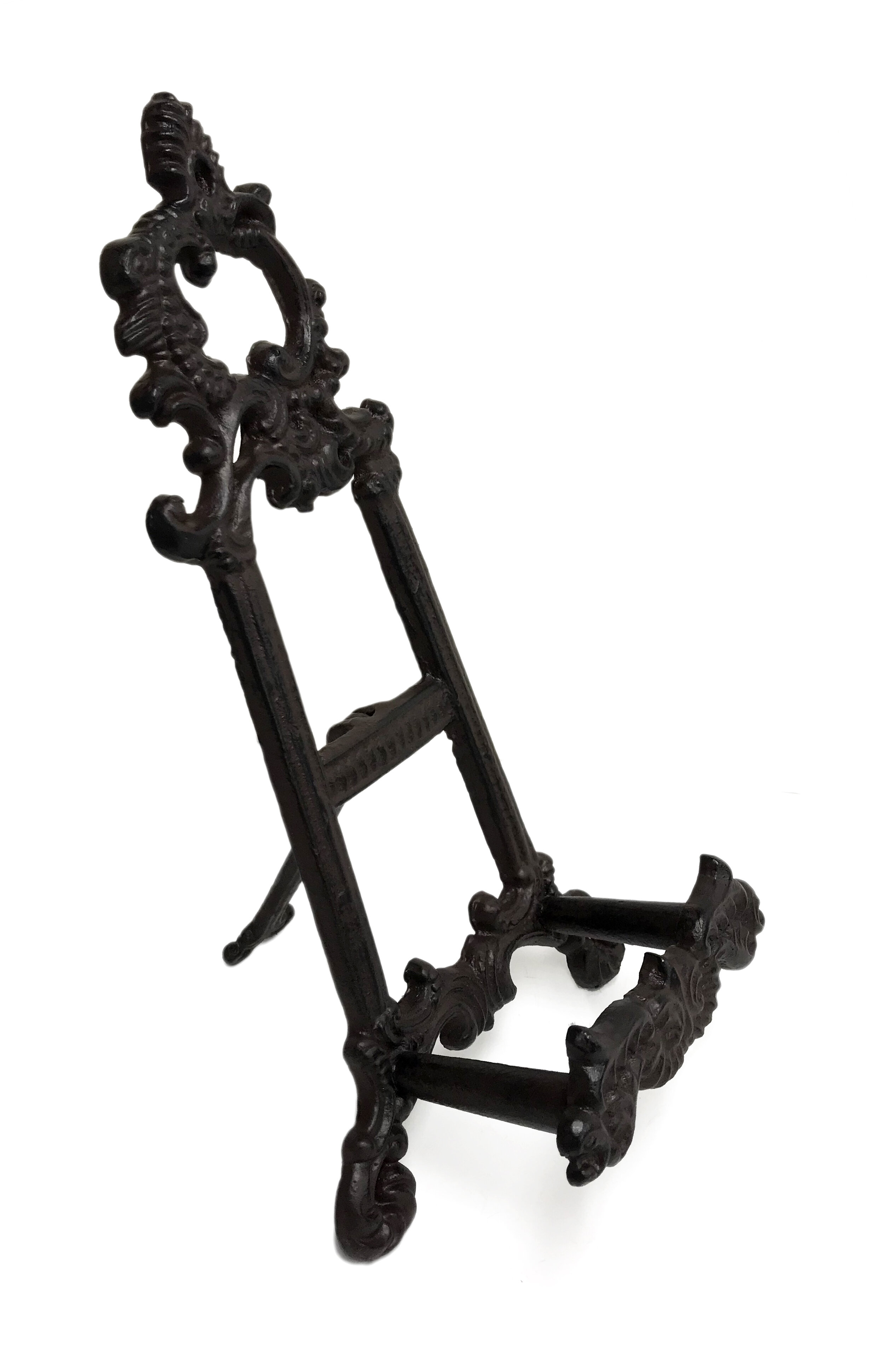 Vtg Wrought Iron Cast Iron Ornate Easel Picture Frame Holder Stand
