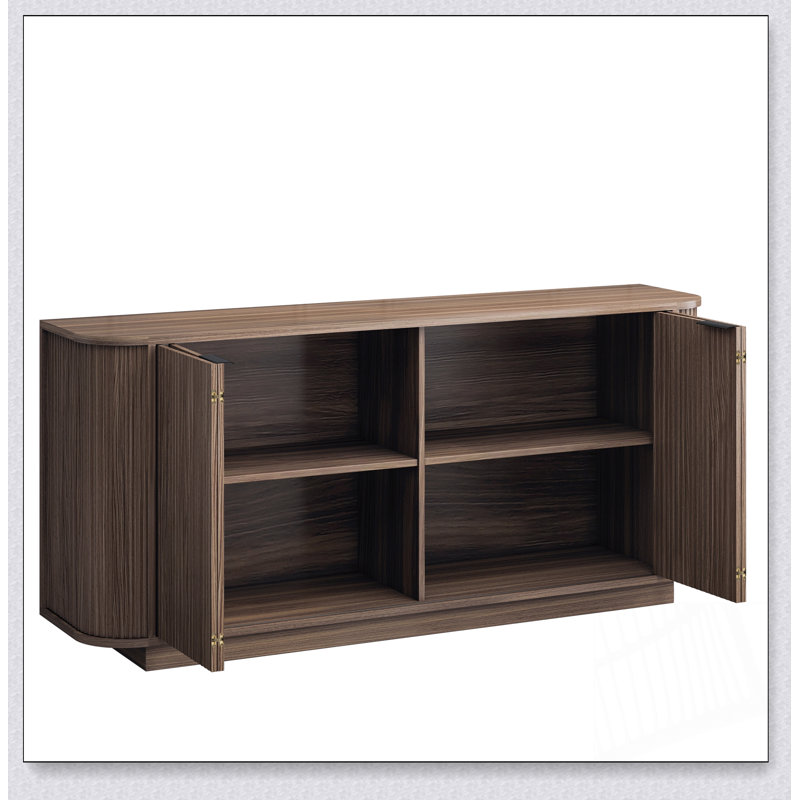 Buffet de rangement ondulé de 63 po à deux portes avec tablettes réglables, idéal pour la cuisine, le salon, le couloir - rangement polyvalent ()